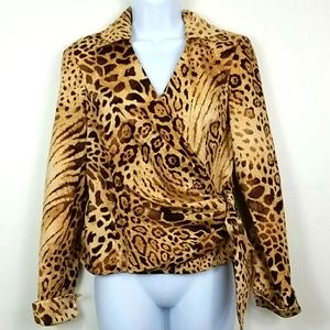 Stylish! Jones New York Small Cheetah Blouse